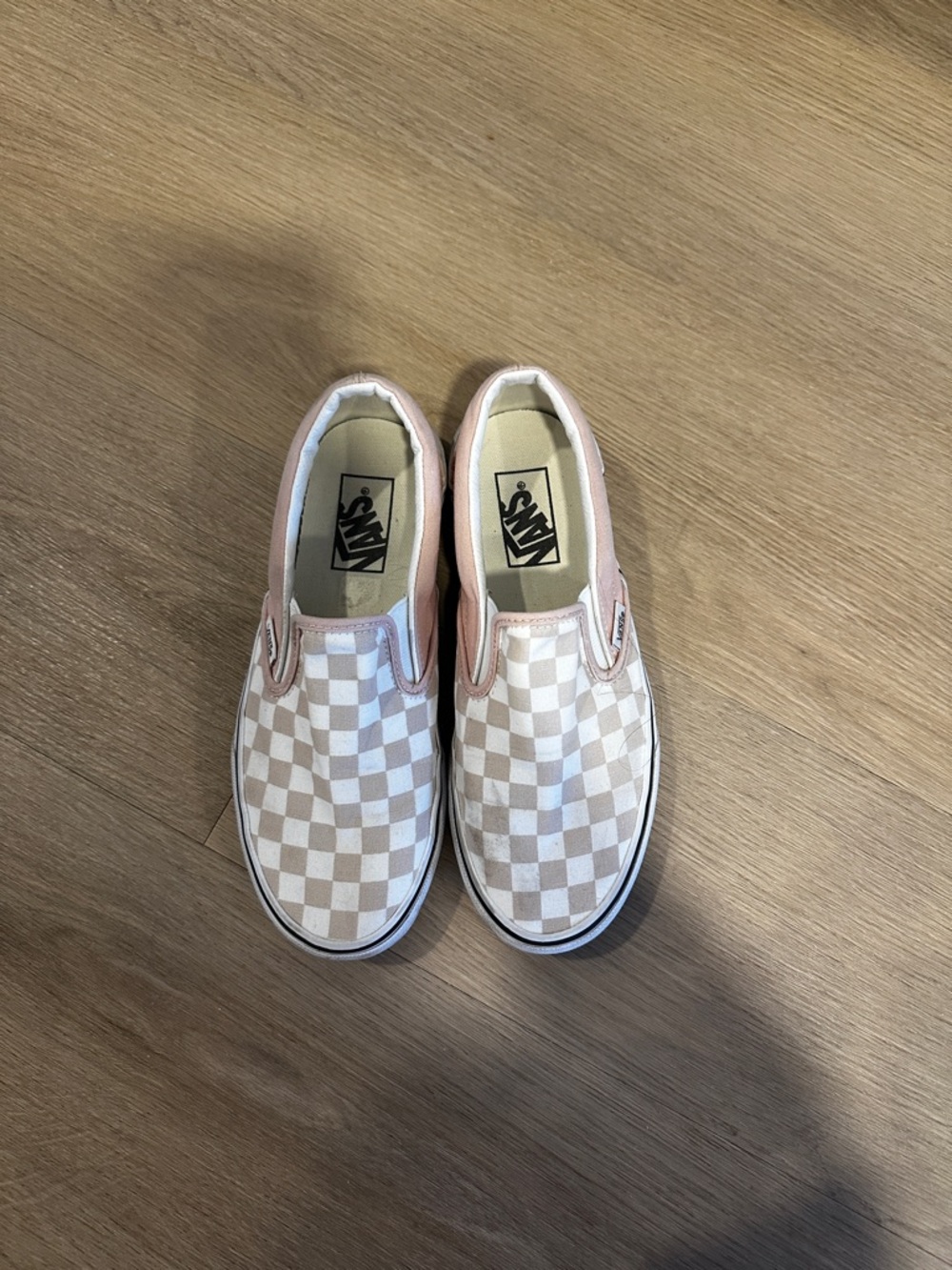 Checkered vans slip ons